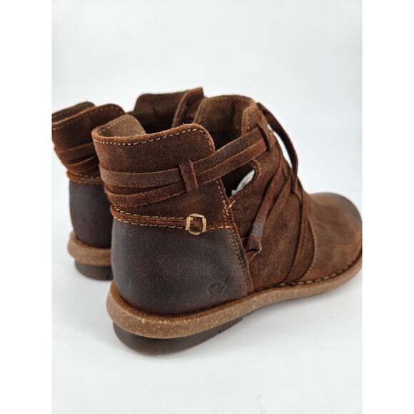 BORN Tarkiln Rustic Suede Leather Brown Lace-Up Ankle Boot Sz 7 New With Box - Picture 5 of 12